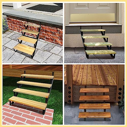 4 Step Metal Stair Step Steel Riser Stringers for 34.7" Height Deck, 2Packs - size: 4 Steps