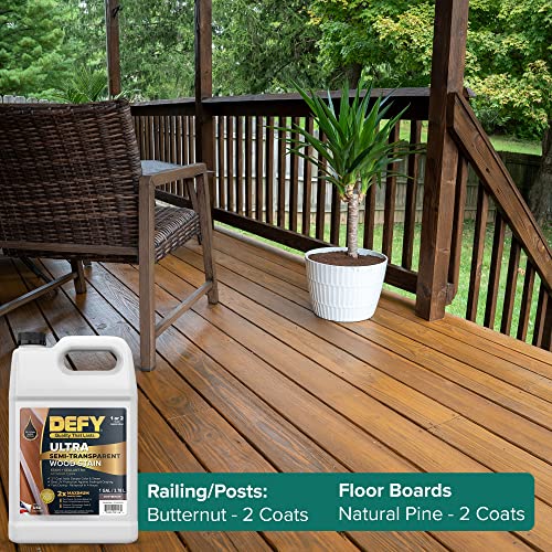 DEFY Ultra Semi-Transparent Outdoor Wood Stain and Sealer - UV & Moisture Resistant, Butternut - 1 Gallon - color: Butternut