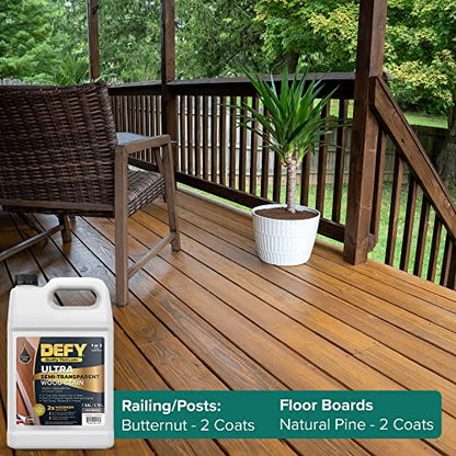 DEFY Ultra Semi-Transparent Outdoor Wood Stain and Sealer - UV & Moisture Resistant, Butternut - 1 Gallon - color: Butternut