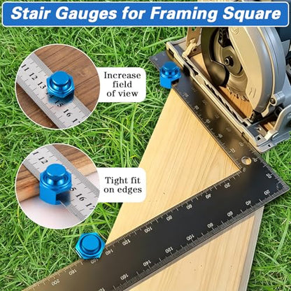 4 Pack Stair Gauge Set, Layout Tool for Framing Square, Blue - color: Blue