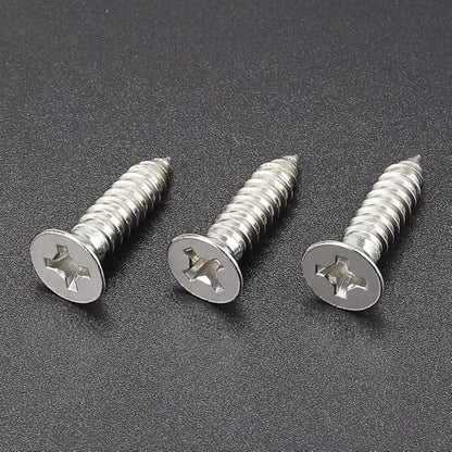 100 Pack #6 x 7/8" Flat Head Phillips Self Tapping Screws, 18-8 Stainless Steel 304, Countersunk Sheet Metal & Wood Screws, Corrosion Resistant Fasteners - size: #6 x 7/8"
