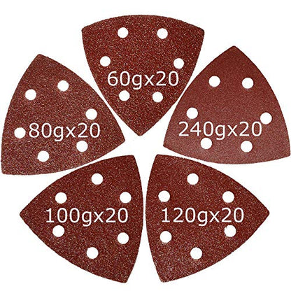 XXGO 100 Pcs 90mm 3-1/2 Inch Triangular Oscillating Multi Tool Sanding Pads