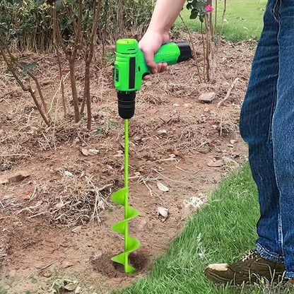 3"x24" Extra Long Auger Drill Bit, One-Piece Solid Steel Construction - color: Green, size: 3"x24"