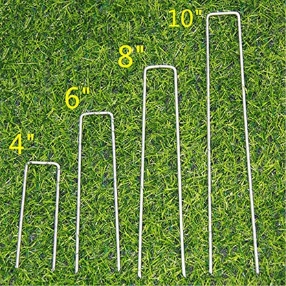 100 Pack 10 Inch 11GA(0.12inch) Galvanized Landscape Staples Garden Stakes Fence Netting Pins Ground Spikes Sod Cover Fabric Pegs - size: 10"x1" 11GA Galvanized 100Pack
