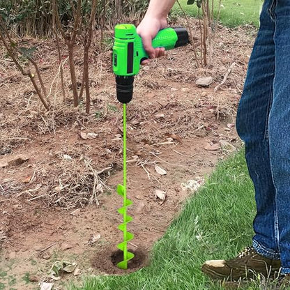 Auger Drill Bit for Planting - 2" X 32" Heavy-Duty Garden Auger Spiral Drill Bit - Bulb Planter Tool - 3/8" Hex Drive Drill - size: 2"x32"-Green