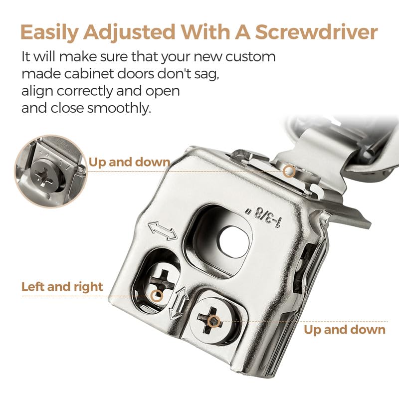 Soft Close Hinges for Kitchen Cabinet Hinges, 1-3/8 Inch Overlay, 2 Pack - size: 1-3/8 inch Overlay