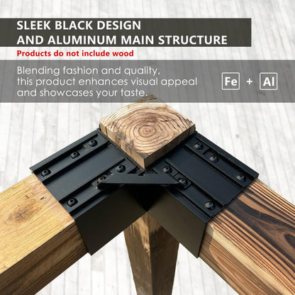 Kozyard Pergola Brackets, 4 Pack Kit 3-Way Right Angle Corner Bracket - color: Black/4Sets