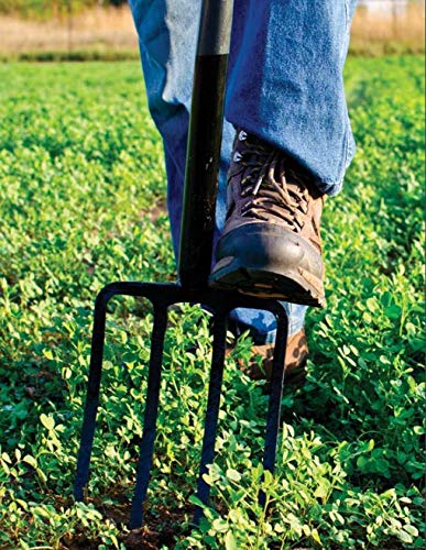 TABOR Tools J59A Digging Fork, Steel Shaft Super Heavy Duty 4-Tine Spading Fork, Virtually Unbreakable Garden Pitchfork for Compost, Soil Turning & Digging, 40 Inch with D-Handle