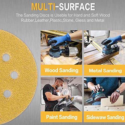 100PCS 5 Inch Sanding Discs 60 Grit Random Orbit Sander Sandpaper - style: Advanced Aluminum Oxide