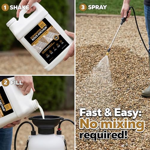 Dominator Rock Anchor 2.5 Gal - Rock Glue for Landscaping Gravel & Stone, Ready to Spray, Locks in River Rock, Pea Gravel & Decorative Rock, Prevents Scattering & Washouts, Water-Based - size: 2.5 Gallon, style: Rock Glue