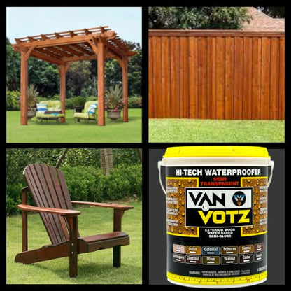 Wood Waterproofer Semi-Transparent. (1-Quart, Smoke) - Outdoor Wood Varnish with Advanced Weather Protection for Doors, Windows, Fences, Siding and More.