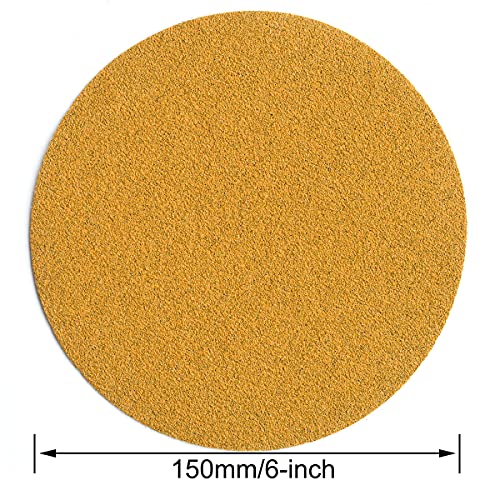 6-Inch No-Hole Hook and Loop Gold Sanding Discs 60-Grit, 100-Pack