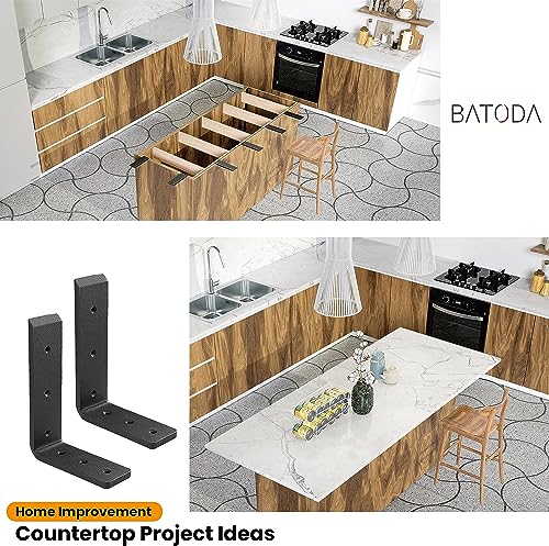 BATODA 8” Countertop Support Steel Brackets (2 PCS), Heavy Duty L Bracket - size: 8 Inch
