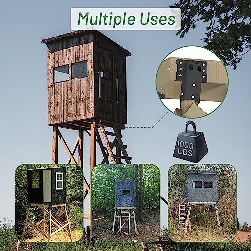 Highwild Platform Brackets Multi-Use 4x4 Compound Angle Brackets for Deer Stand, Hunting Blinds, Observation Decks & Outdoor Platforms - Set of 4 - Black.