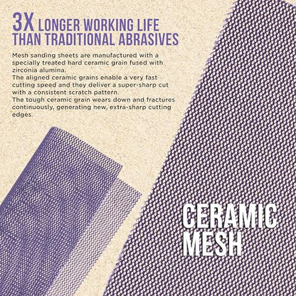 Dura-Gold 100 Grit 1/4 Sheet Size Purple Ceramic Mesh Sandpaper, Box of 16 - style: 100 Grit