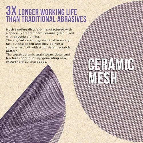 Dura-Gold Premium 320 Grit 9" Purple Ceramic Mesh Sanding Discs, Box of 10 - style: 320 Grit