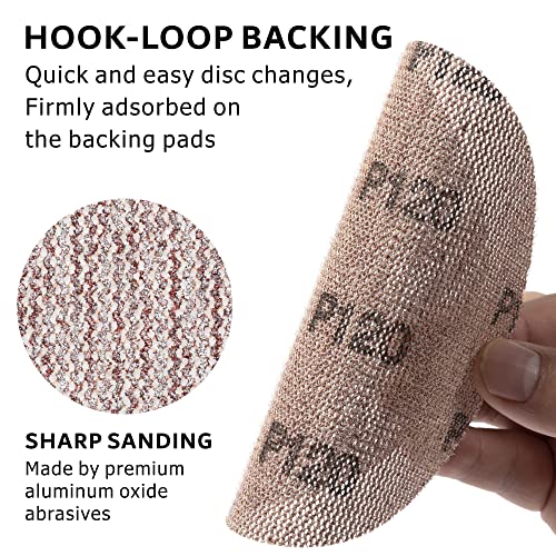 120GRIT 50pcs 5-Inch Mesh Abrasive Sanding Discs Hook & Loop Sandpaper, Dust Free Anti-Blocking Net Sandpaper Sheets for Auto Body, Wood, Drywall, Metal - style: P120 - 5 inch