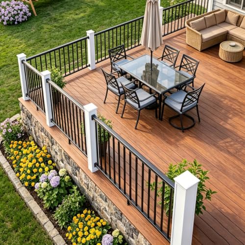 Egadis 1 Pack 42 in x 6 ft Aluminum Porch and Deck Railing Kit Without Post - color: Level 6ft - 1 Panel