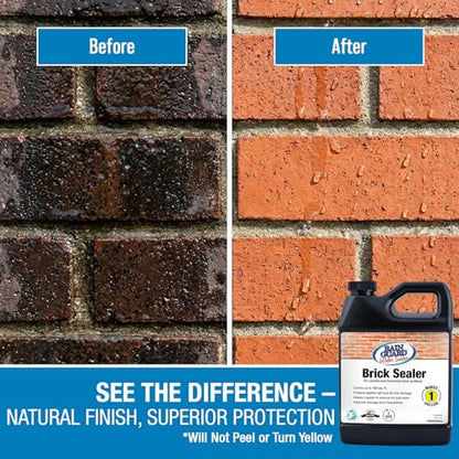 Rainguard Water Sealers Brick Sealer, Penetrating Protection Against Rain and Moisture Damage, For All Brick and Mortar Surfaces, Silane/Siloxane Waterproofer, Natural Finish, Makes 1 Gallon - style: 32 fl oz (Makes 1 Gallon)