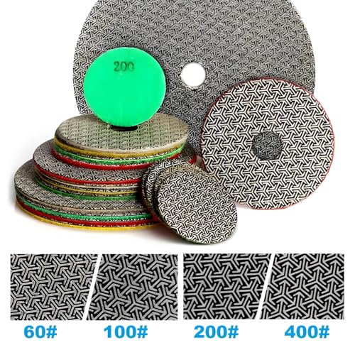 4PCS Electroplated Diamond Sanding Paper Sheet Pad, 60# 100# 200# 400# Grit 3 inch 75 mm Grinding Sandpaper Pad Hook and Loop Backing for Metal Glass Porcelain Ceramic Hand Polishing Trimming - size: 3inch 75mm, style: 4PCS 60#100#200#400#