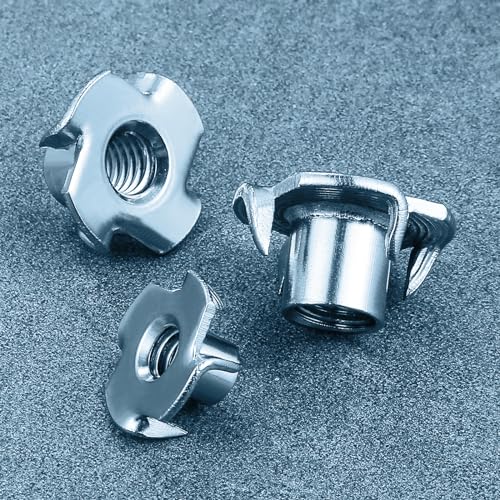 T-Nuts 1/4 * 20 (100 pcs), zinc Plated Steel, for Wood, Climbing Holds and cabinets - color: Zinc, size: 1/4"-20