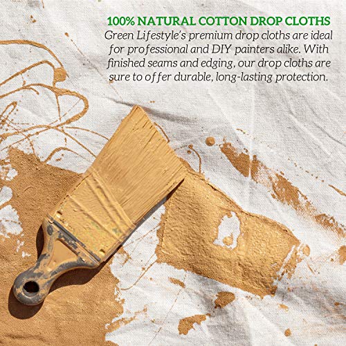 GREEN LIFESTYLE All Purpose Canvas Drop Cloths - Drop Cloth for Painting, Floor Cover, Heavy Duty Protection for Furniture & Surfaces, Reusable Painters Canvas Tarp for Renovation (2 Pack 4x5) - size: 4x5