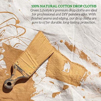 GREEN LIFESTYLE All Purpose Canvas Drop Cloths - Drop Cloth for Painting, Floor Cover, Heavy Duty Protection for Furniture & Surfaces, Reusable Painters Canvas Tarp for Renovation (2 Pack 4x5) - size: 4x5