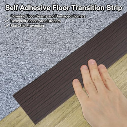PATIKIL Self Adhesive Floor Transition Strip 10 ft x 2" Black Walnut - color: Black Walnut, size: 10 FT x 2"