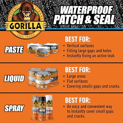 Gorilla Waterproof Patch & Seal Rubberized Sealant Paste, 12.8 oz Can (Pack of 6) - color: Clear, size: 6 - Pack