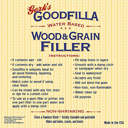 Goodfilla Red Oak, 8 oz, Wood and Grain Filler, Stainable, Tintable, Sandable, Zero Waste, Non-Toxic, USA Made - color: Red Oak, size: 8 oz