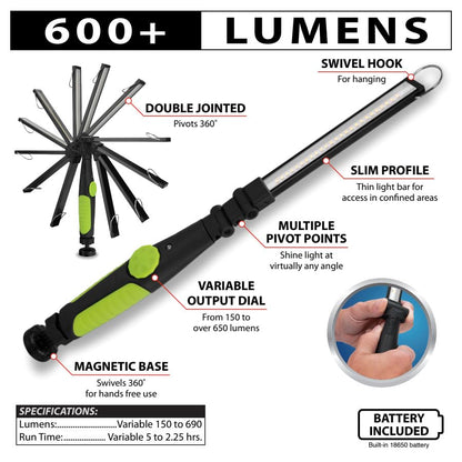 Performance Tool W2232 650 Lumen Rechargeable Folding Slim Work Light - style: 650+LM Li-Ion Folding Slim Work Light