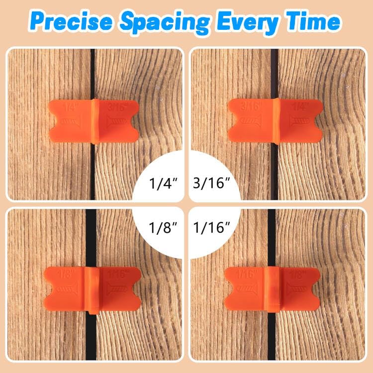 Deck Board Spacer Tool Set, 8 Pack red ABS Plastic Spacing Guides, Multiple Thicknesses 1/16 ，3/16，1/8、1/4 Inch, for Composite Decking Installation