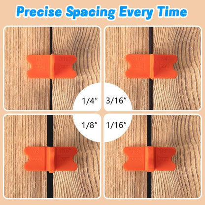 Deck Board Spacer Tool Set, 8 Pack red ABS Plastic Spacing Guides, Multiple Thicknesses 1/16 ，3/16，1/8、1/4 Inch, for Composite Decking Installation