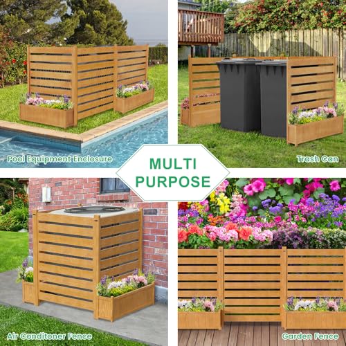 DoCred Air Conditioner Fence, Wood Decorative Fences with Planter Box