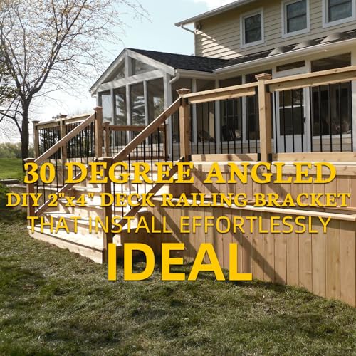 30 Degree Stair Railing Bracket Connectors,U-Shaped Conclaled Brackets for 2" x 4"(Actual:1.5" x 3.5") Lumber,Deck Handrail Connectors for Wood Fences,Pergolas,Log Cabins (Black,4Pair)… - size: 4Pair, style: Angle 30°