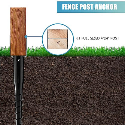 4 x 4 No-Dig Ground Anchor Post Holders, 27" Screw-in Stakes, 2 Pack - size: 2 Packs