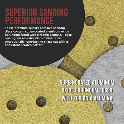 ProductionShop Premium 220 Grit 5" Gold Sanding Discs, 8-Hole Pattern, Box of 100 - Dustless Hook & Loop Backing Sandpaper for DA & Random Orbital Sanders, Sand Auto Paint, Wood Woodworking Furniture - style: 220 Grit