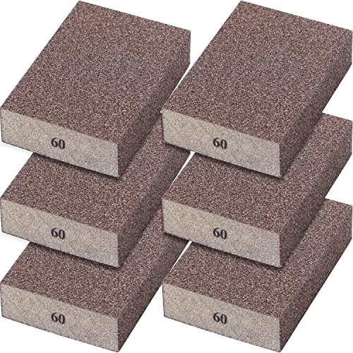 6Pcs Sanding Sponge 60 Grit Coarse Blocks for Metal Sanding Wood Sanding Brush Washable&Reusable N-G-001-60 - size: 60 Grit