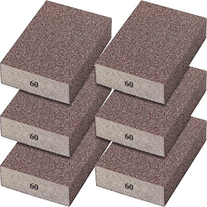 6Pcs Sanding Sponge 60 Grit Coarse Blocks for Metal Sanding Wood Sanding Brush Washable&Reusable N-G-001-60 - size: 60 Grit