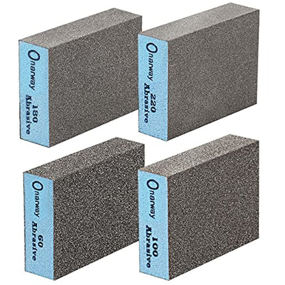 Onarway Sanding Blocks 4 Pack Wet and Dry Dual-use Sandpaper Sponges - size: Kit-4PCS
