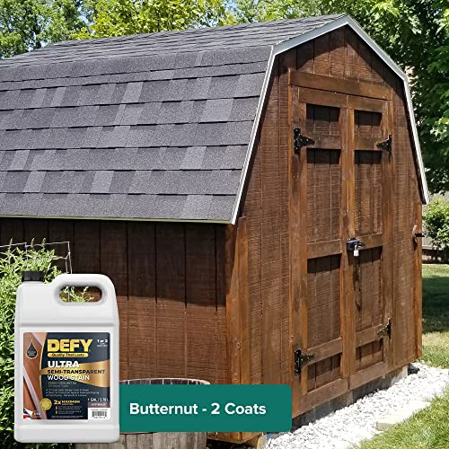 DEFY Ultra Semi-Transparent Outdoor Wood Stain and Sealer - UV & Moisture Resistant, Butternut - 1 Gallon - color: Butternut