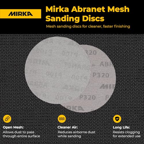 Mirka Abranet 5 Inch 500 Grit Mesh Sanding Discs, Hook and Loop, 50 Pack - size: Grit 500