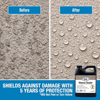 Rain Guard Water Sealers SP-7002 Stucco Sealer Concentrate Makes 2 Gallons - Clear Natural Finish - Deep Penetrating Water Repellent Protection For All Stucco Surfaces - Water-Based Silane/Siloxane - style: 32 fl oz (makes 2 Gallons)