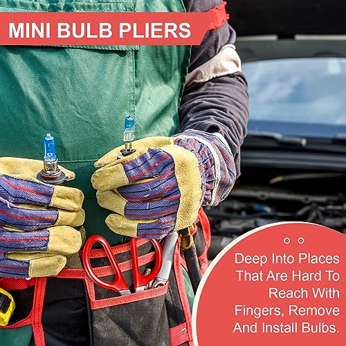 Minatee Mini Light Bulb Pliers Removal Tool for Halogen Bulbs, Red - color: Red