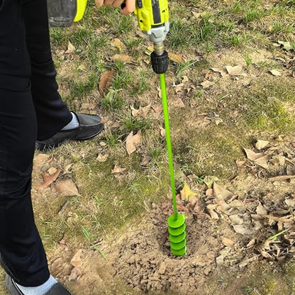 2"x32" Auger Drill Bit for Planting, Garden Auger for Planting Bulbs with Drill for 3/8" Hex Drive - size: 2"x32"-green
