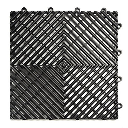 SnapLock RaceDeck Free-Flow 12"x12" Interlocking Garage Tiles, 48pk, Black - color: Black, size: 48 Pack