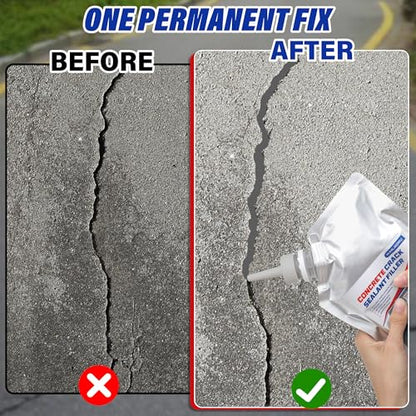 Concrete Crack Filler, 50.7 fl oz Self-Leveling Flexible Repair Sealant, High Elasticity Cement Crack Filler for Driveway, Sidewalk, Foundation, Indoor/Outdoor Use