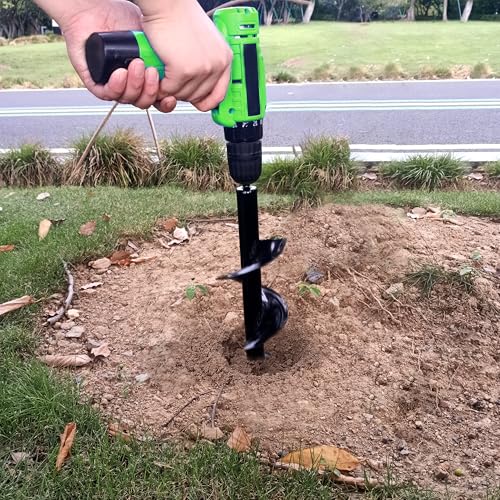 Auger Drill Bit for Planting - 4"X12" Heavy-Duty Garden Auger Spiral Drill Bit - Bulb Planter Tool & Post Hole Digger - 3/8" Hex Drive Drill - size: 4"x12"(Black)