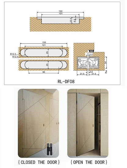 Ranbo 6 Inch Hidden Door Hinge, 3D Adjustable, Zinc Alloy Hardware Kit - size: 6 Inch