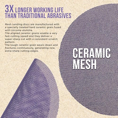 Dura-Gold 6" Purple Ceramic Mesh Sanding Discs, 30 Disc Variety Pack, Grits - style: Variety Pack